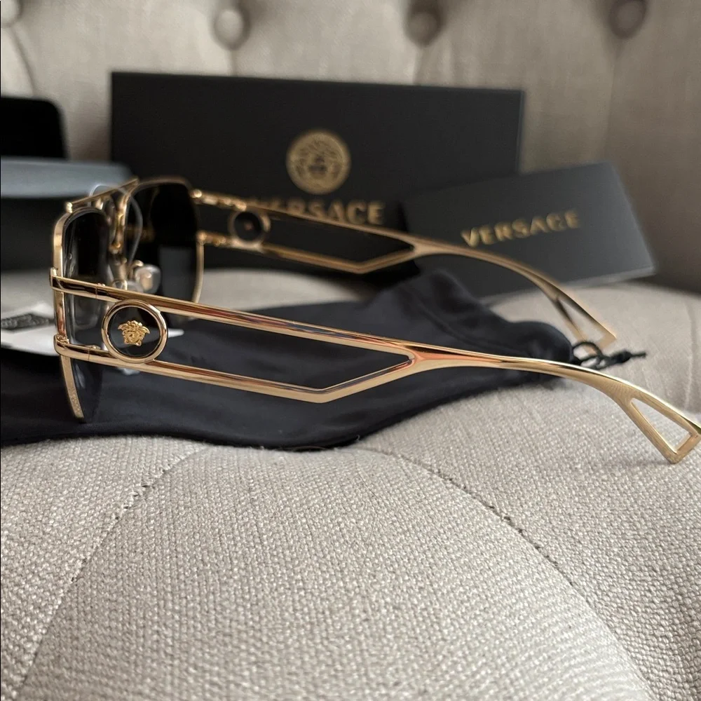 Authentic Versace Gold and Black Sunglasses - Picture 10 of 11